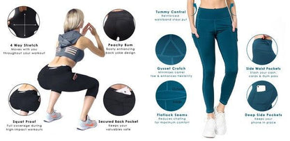 Yelete High Waist Tech Pocket Workout Capri Leggings us.meeeshop - 