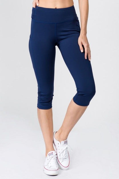 Yelete High Waist Tech Pocket Workout Capri Leggings us.meeeshop - 