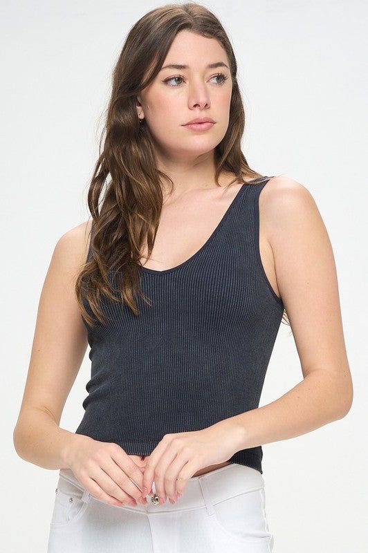 Yelete Seamless Reversible Stonewashed Ribbed Tank us.meeeshop - 