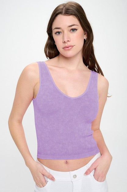 Yelete Seamless Reversible Stonewashed Ribbed Tank us.meeeshop - 