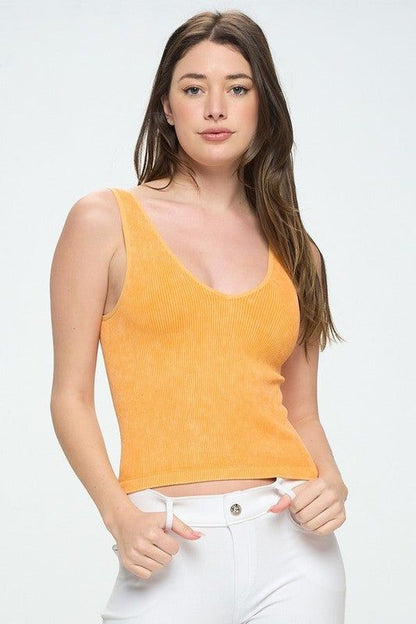 Yelete Seamless Reversible Stonewashed Ribbed Tank us.meeeshop - 