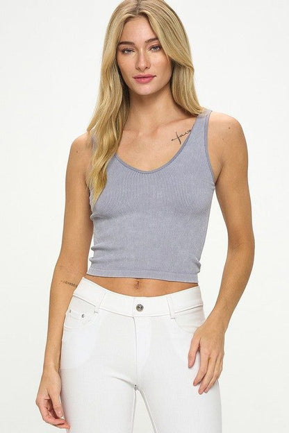 Yelete Seamless Reversible Stonewashed Ribbed Tank us.meeeshop - 