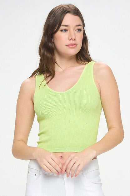 Yelete Seamless Reversible Stonewashed Ribbed Tank us.meeeshop - 