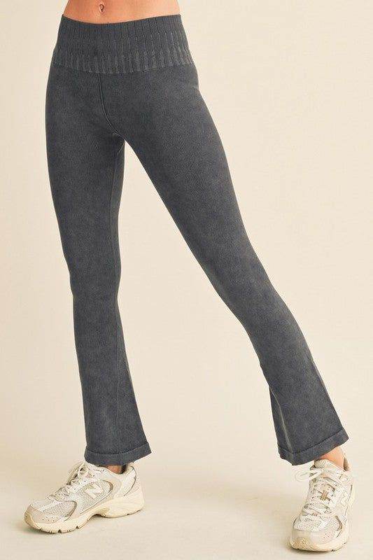 Yelete Women's Stone Washed Ribbed Yoga Pants - us.meeeshop