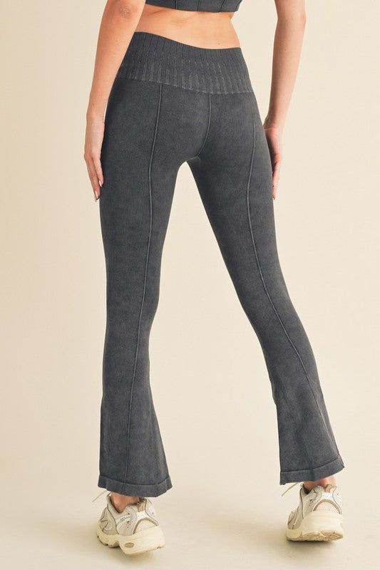 Yelete Women's Stone Washed Ribbed Yoga Pants - us.meeeshop