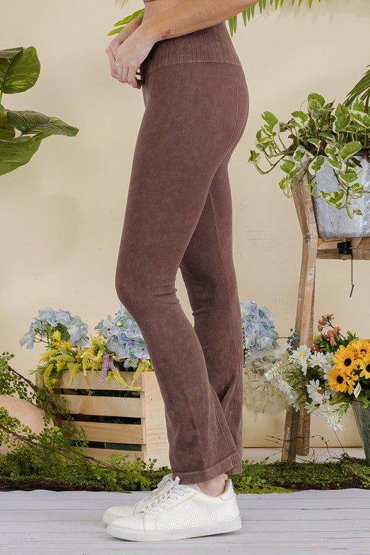 Yelete Women's Stone Washed Ribbed Yoga Pants - us.meeeshop