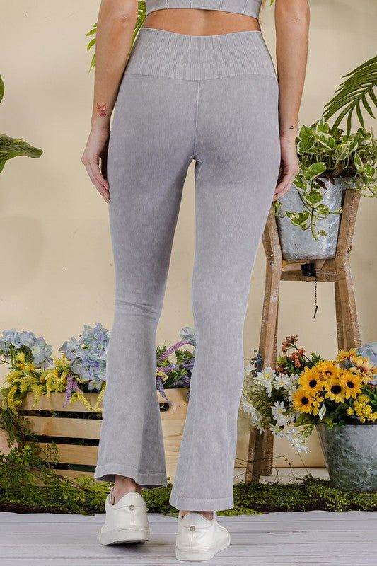 Yelete Women's Stone Washed Ribbed Yoga Pants - us.meeeshop