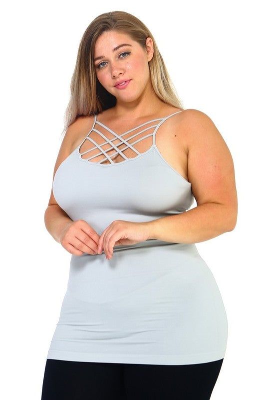 Yelete Womens Seamless Triple Criss-Cross Front Cami us.meeeshop - 