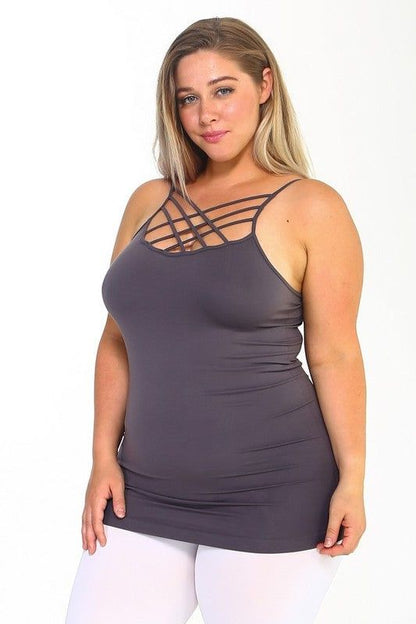 Yelete Womens Seamless Triple Criss-Cross Front Cami us.meeeshop - 