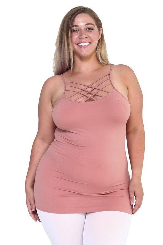 Yelete Womens Seamless Triple Criss-Cross Front Cami us.meeeshop - 