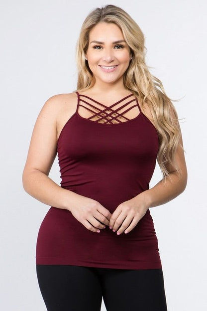 Yelete Womens Seamless Triple Criss-Cross Front Cami us.meeeshop - 