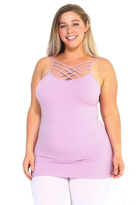 Yelete Womens Seamless Triple Criss-Cross Front Cami us.meeeshop - 