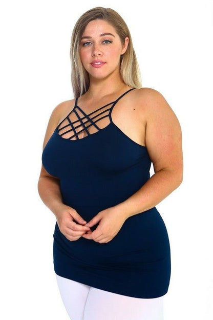 Yelete Womens Seamless Triple Criss-Cross Front Cami us.meeeshop - 