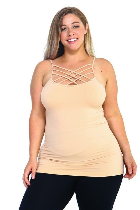 Yelete Womens Seamless Triple Criss-Cross Front Cami us.meeeshop - 