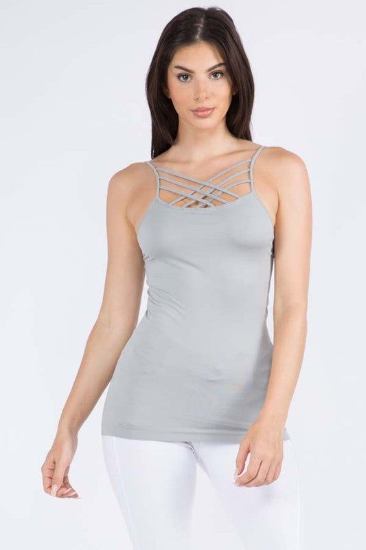 Yelete Womens Seamless Triple Criss-Cross Front Cami us.meeeshop - 