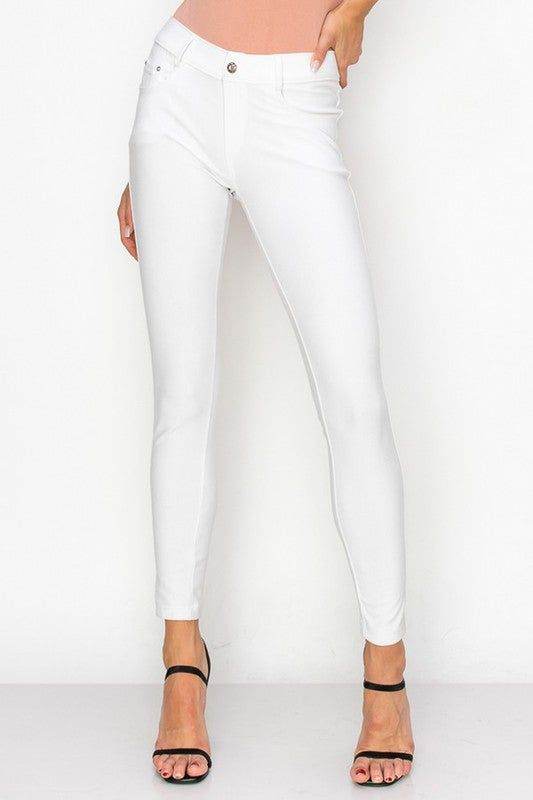 Yelete Cotton-Blend 5-Pocket Skinny Jeggings - us.meeeshop