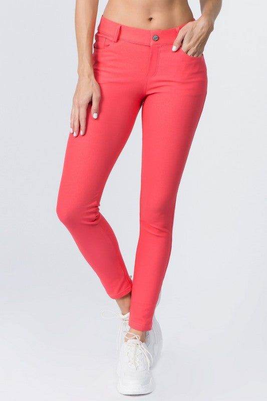 Yelete Cotton-Blend 5-Pocket Skinny Jeggings - us.meeeshop