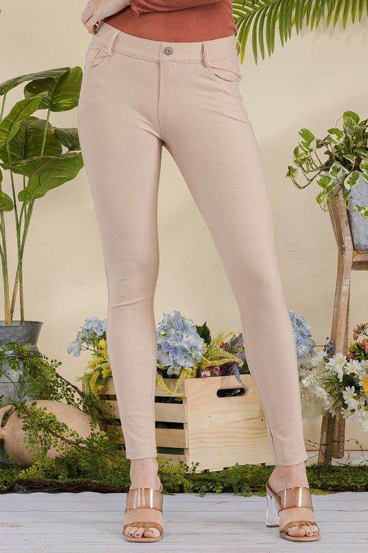 Yelete Cotton-Blend 5-Pocket Skinny Jeggings - us.meeeshop