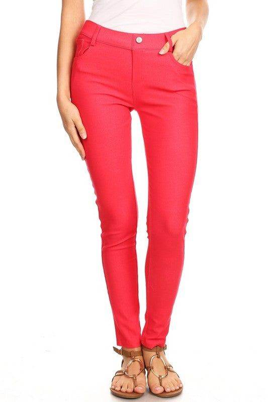 Yelete Cotton-Blend 5-Pocket Skinny Jeggings - us.meeeshop