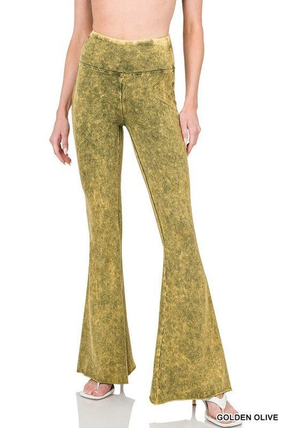 ZENANA | Acid Wash High Waist Raw Edge Hem Pants us.meeeshop - 