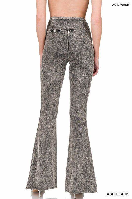 ZENANA | Acid Wash High Waist Raw Edge Hem Pants us.meeeshop - 