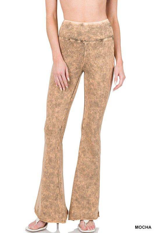 ZENANA | Acid Wash High Waist Raw Edge Hem Pants us.meeeshop - 