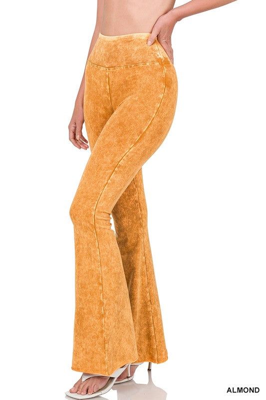 ZENANA | Acid Wash High Waist Raw Edge Hem Pants us.meeeshop - 