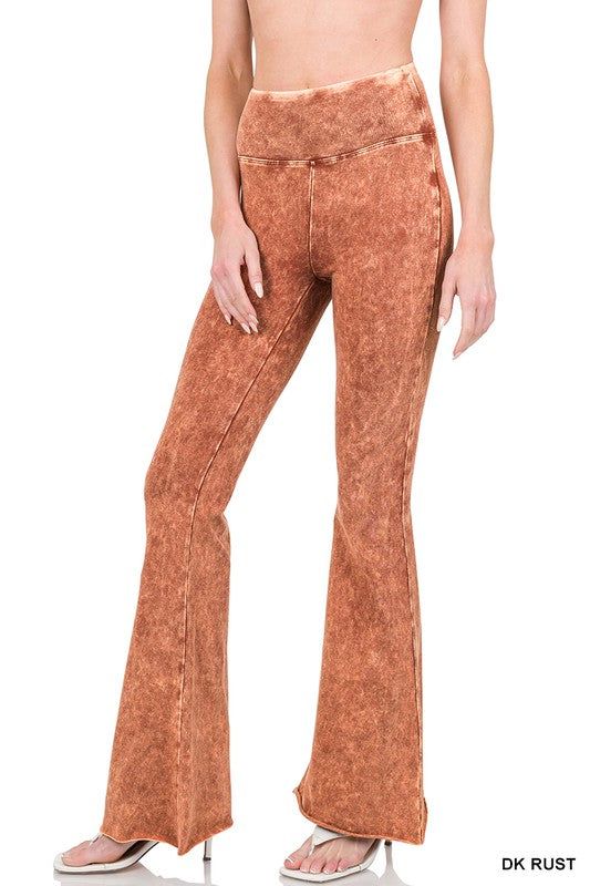 ZENANA | Acid Wash High Waist Raw Edge Hem Pants us.meeeshop - 