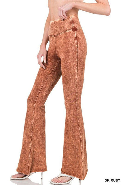 ZENANA | Acid Wash High Waist Raw Edge Hem Pants us.meeeshop - 