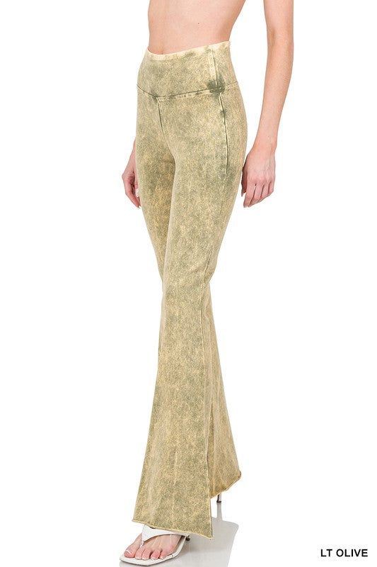 ZENANA | Acid Wash High Waist Raw Edge Hem Pants us.meeeshop - 