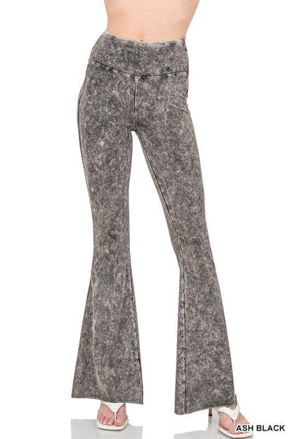 ZENANA | Acid Wash High Waist Raw Edge Hem Pants us.meeeshop - 