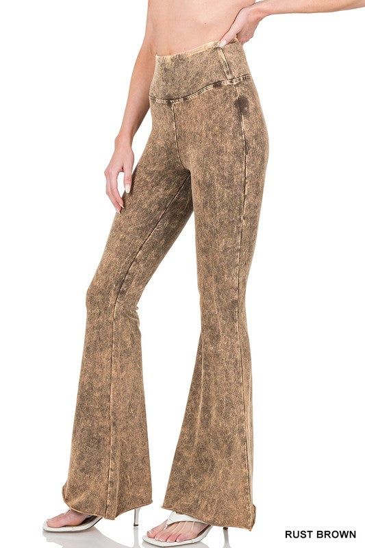 ZENANA | Acid Wash High Waist Raw Edge Hem Pants us.meeeshop - 