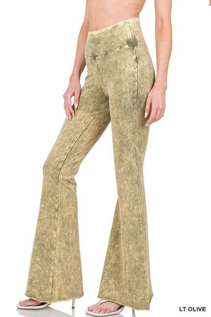 ZENANA | Acid Wash High Waist Raw Edge Hem Pants us.meeeshop - 