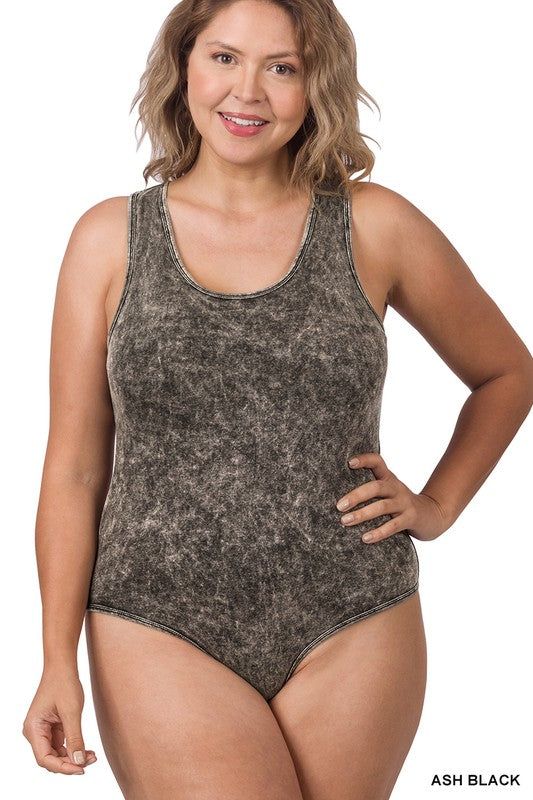 ZENANA | Acid Wash Racerback Tank Bodysuit us.meeeshop - 