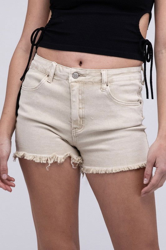 ZENANA Acid Washed Frayed Cutoff Hem Shorts us.meeeshop - Shorts