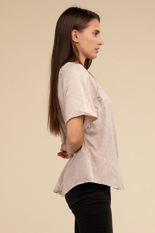 ZENANA Back Patch Crinkle Washed Raglan Sleeve T-Shirt us.meeeshop - 