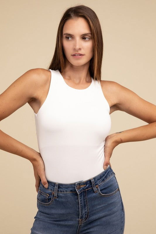 ZENANA Boat Neck Sleeveless Padded Bodysuit us.meeeshop - Shirts & Tops