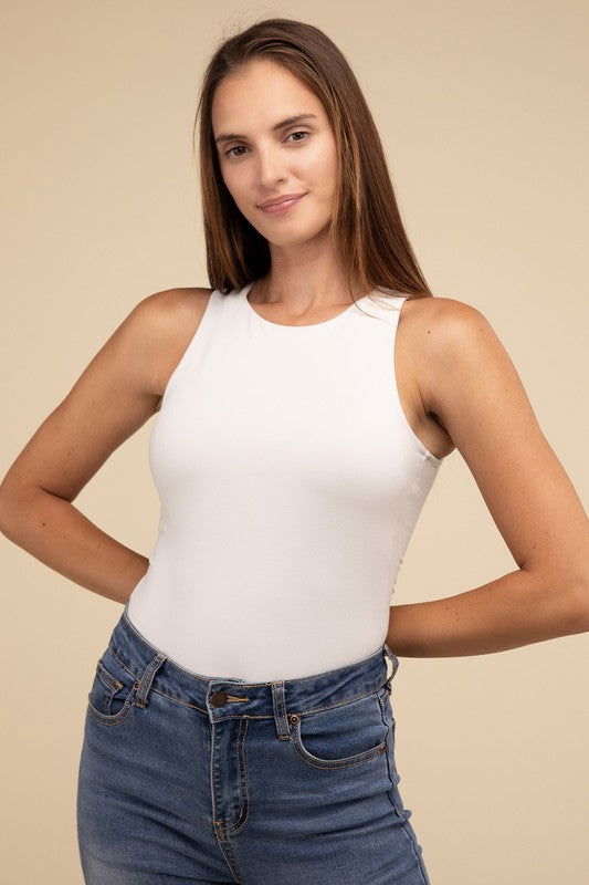 ZENANA Boat Neck Sleeveless Padded Bodysuit us.meeeshop - 