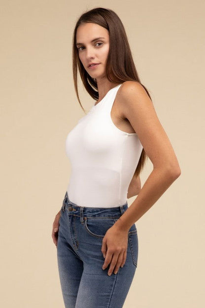 ZENANA Boat Neck Sleeveless Padded Bodysuit us.meeeshop - 