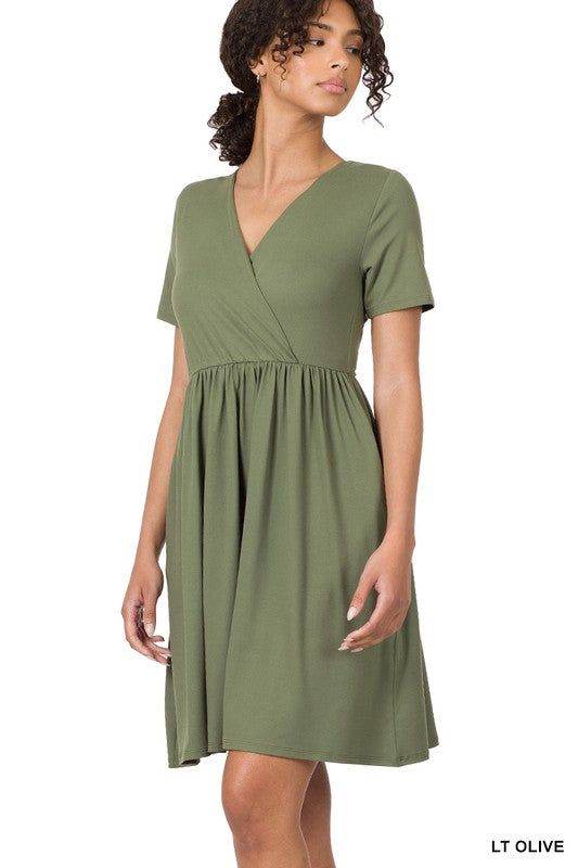 NWT ZENANA PLUS BRUSHED DTY SHORT SLEEVE high quality MAXI DRESS WITH POCKETS