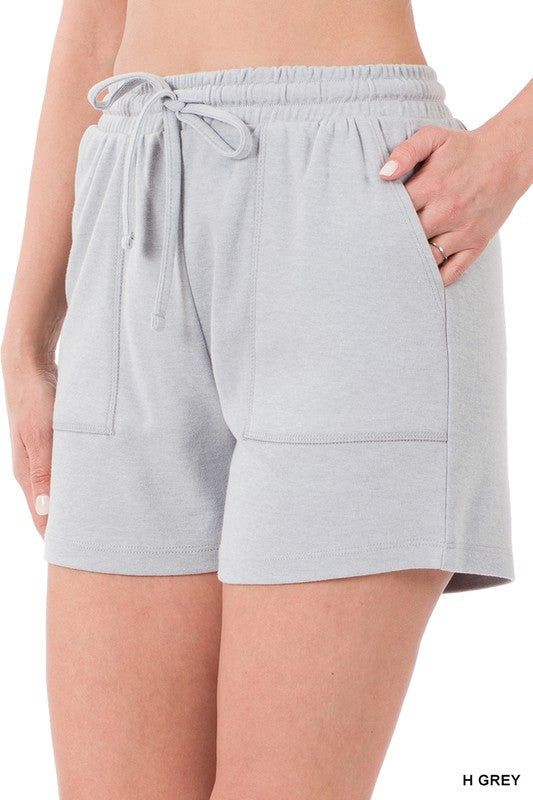 ZENANA | Cotton Drawstring Waist Shorts With Pockets us.meeeshop - 