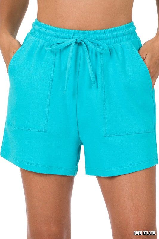 ZENANA | Cotton Drawstring Waist Shorts With Pockets us.meeeshop - 