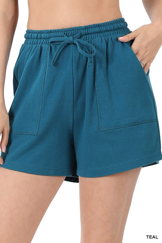 ZENANA | Cotton Drawstring Waist Shorts | us.meeeshop