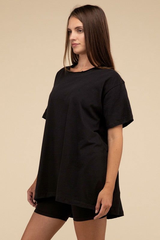 ZENANA Cotton Drop Shoulder Oversized Top us.meeeshop - 