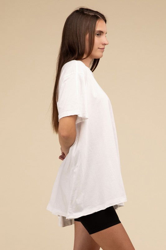 ZENANA Cotton Drop Shoulder Oversized Top us.meeeshop - 