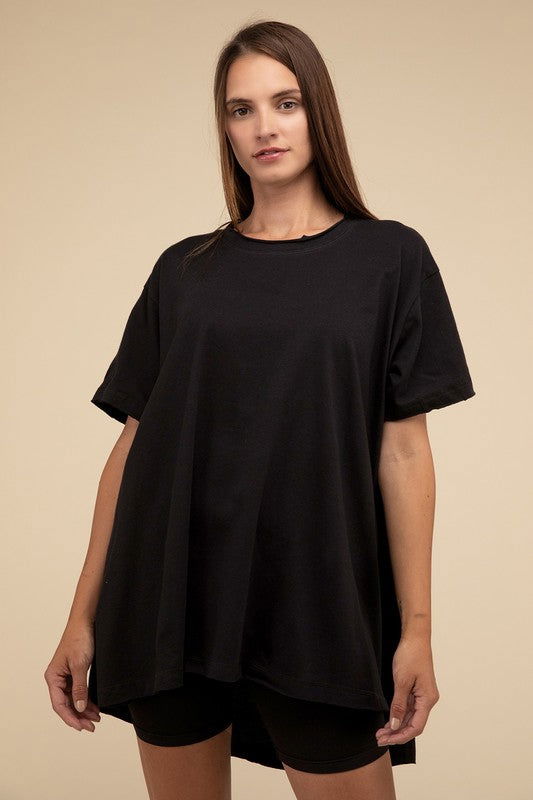 ZENANA Cotton Drop Shoulder Oversized Top us.meeeshop - 