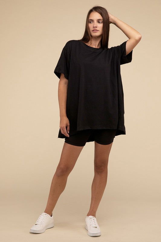 ZENANA Cotton Drop Shoulder Oversized Top us.meeeshop - 