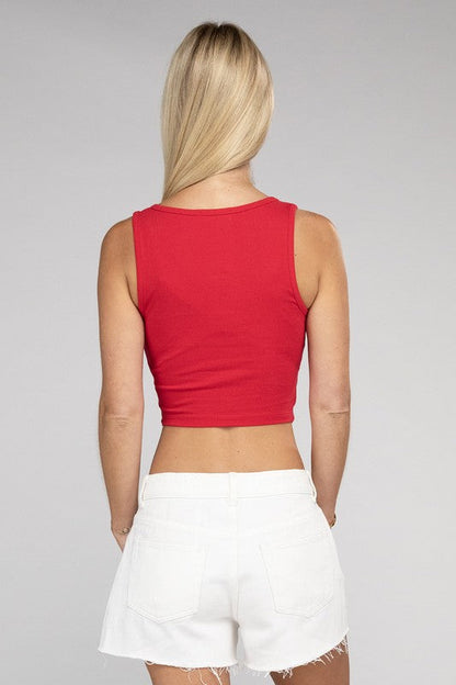 Cotton Square Neck Cropped Cami Top | us.meeeshop