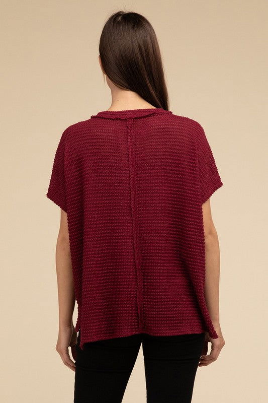 ZENANA Dolman Short Sleeve Jacquard Sweater us.meeeshop - 