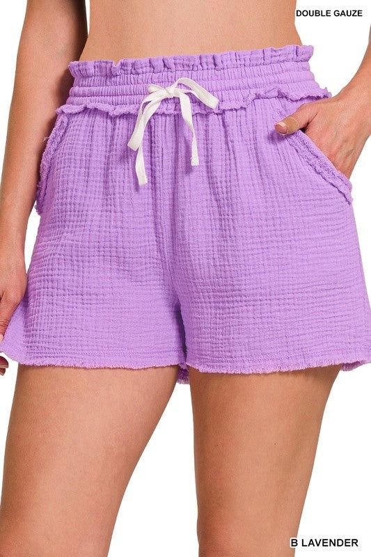 ZENANA Double Elasticband Drawstring Waist Shorts us.meeeshop - Shorts